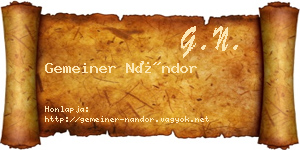 Gemeiner Nándor névjegykártya